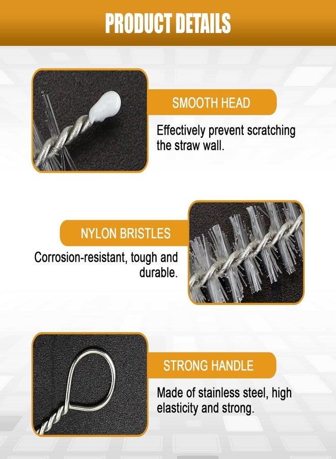 KH866 100Pcs Extra Long Straw Cleaner Brush Bulk - 8" x 3/8" (10mm) Resuable Drinking Pipe Cleaners, Stainless Cleaning Brush Set for Tumbler Sippy Cup Bottle Tube Tea Pot Spout - Image 3